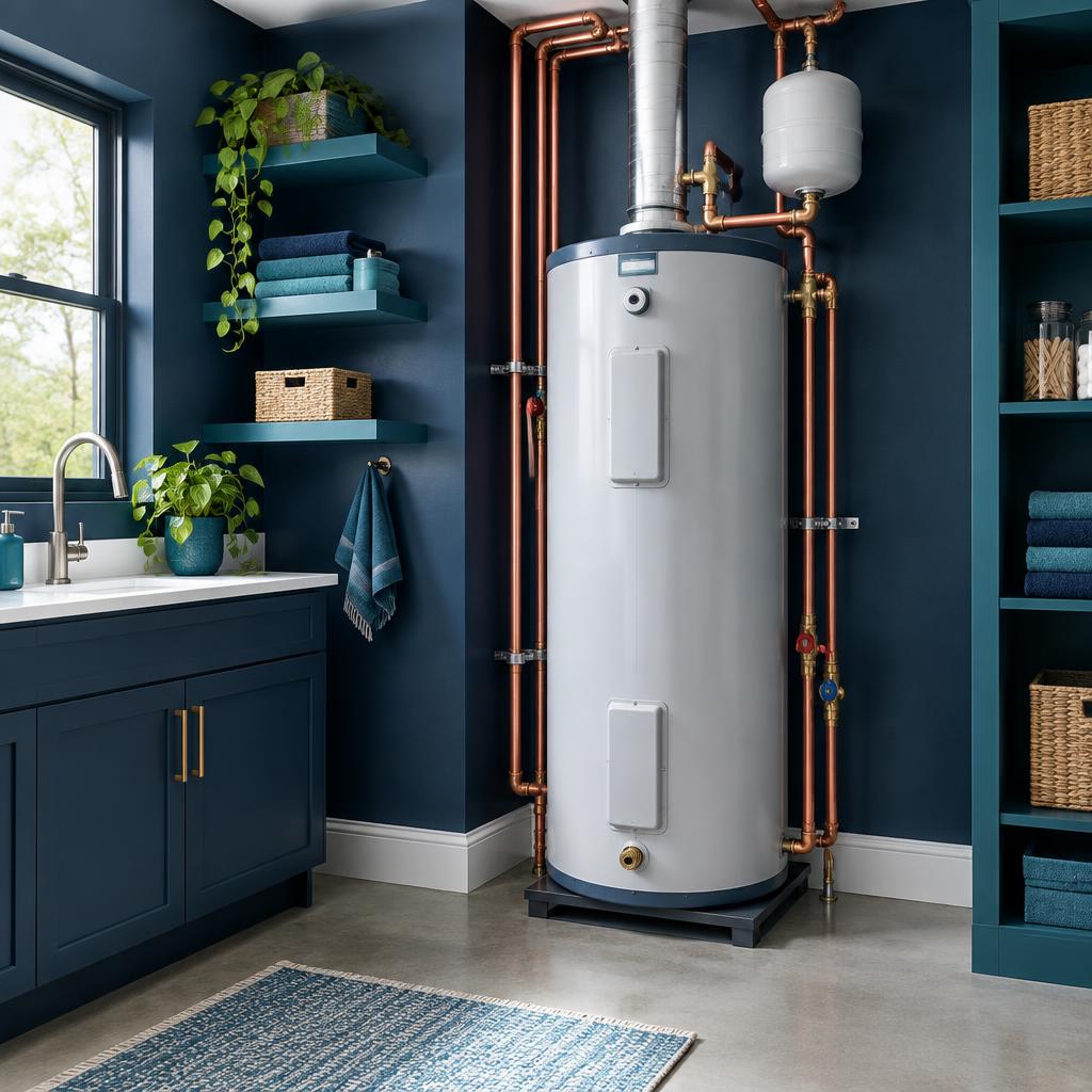 Newly installed water heater with copper lines